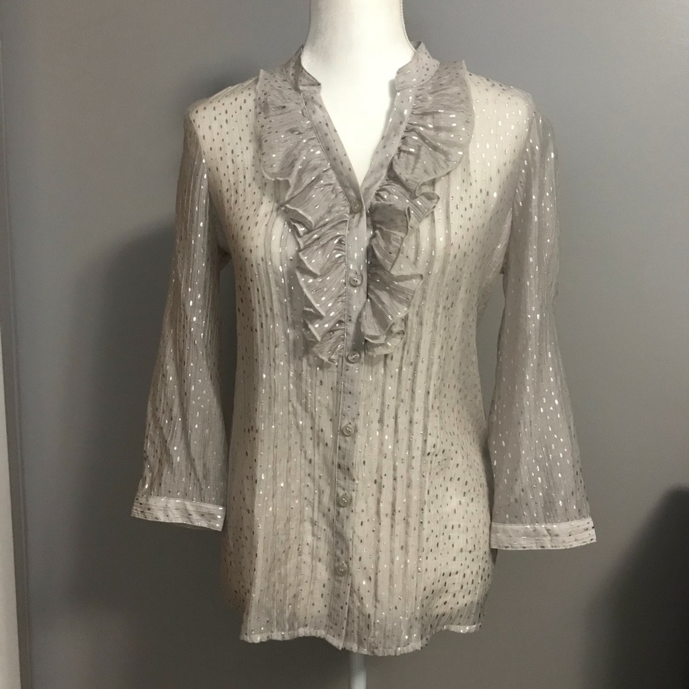 The LIMITED Sheer, Textured, Ruffled Blouse